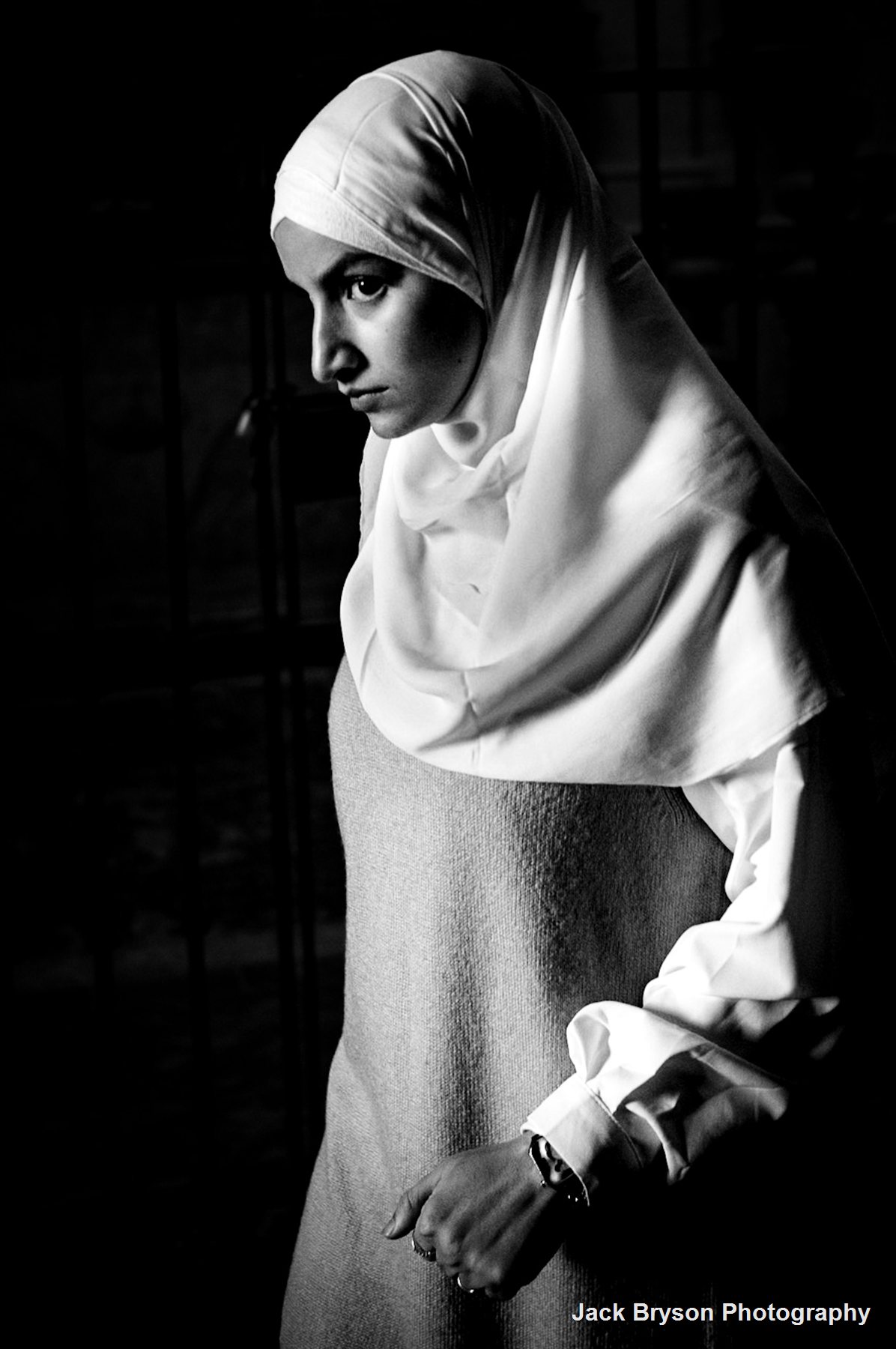 Moody black and white city street photography